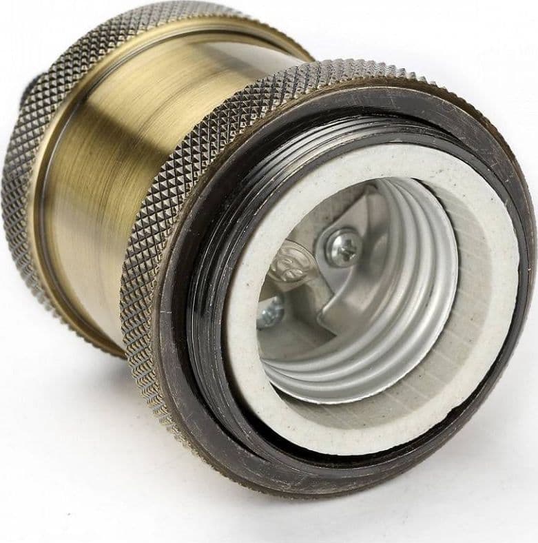 PORTALAMPADA VINTAGE STILE RETRO' SOSPENSIONE PENDENTE E27 BRONZO OTTONE E27-02 - 9
