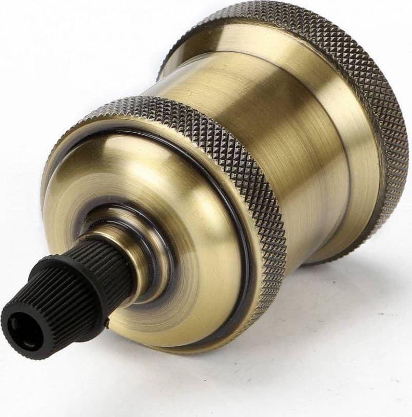 PORTALAMPADA VINTAGE STILE RETRO' SOSPENSIONE PENDENTE E27 BRONZO OTTONE E27-02 - 10