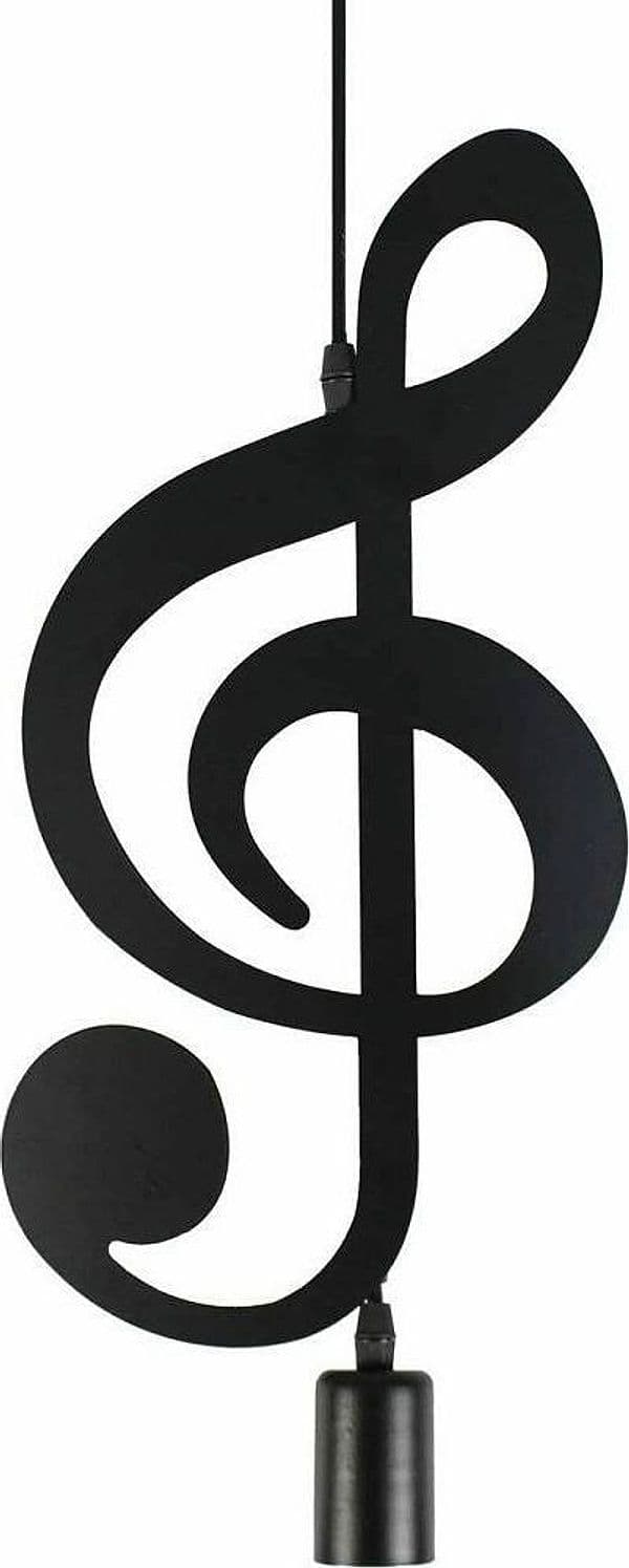 LAMPADARIO PENDENTE A SOSPENSIONE NOTA MUSICALE CHIAVE VIOLINO NERO E27 B01-N01 - 2