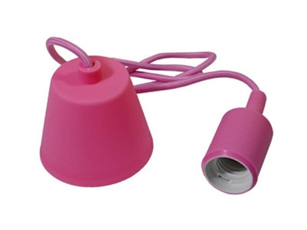PORTALAMPADA E27 A SOSPENSIONE CAVO PENDENTE PORTA LAMPADA SOFFITTO ROSA E27-SA - 2