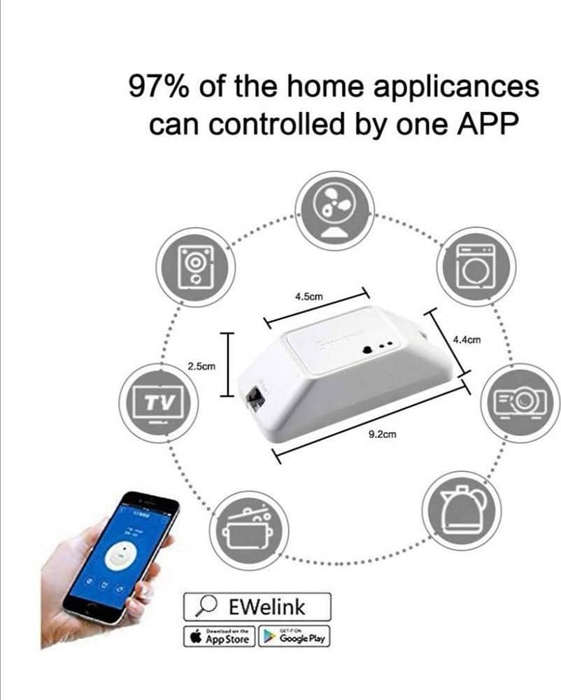INTERRUTTORE 10A WIFI SONOFF CASA COMPATIBILE AMAZON ALEXA GOOGLE HOME BASICR3 - 2