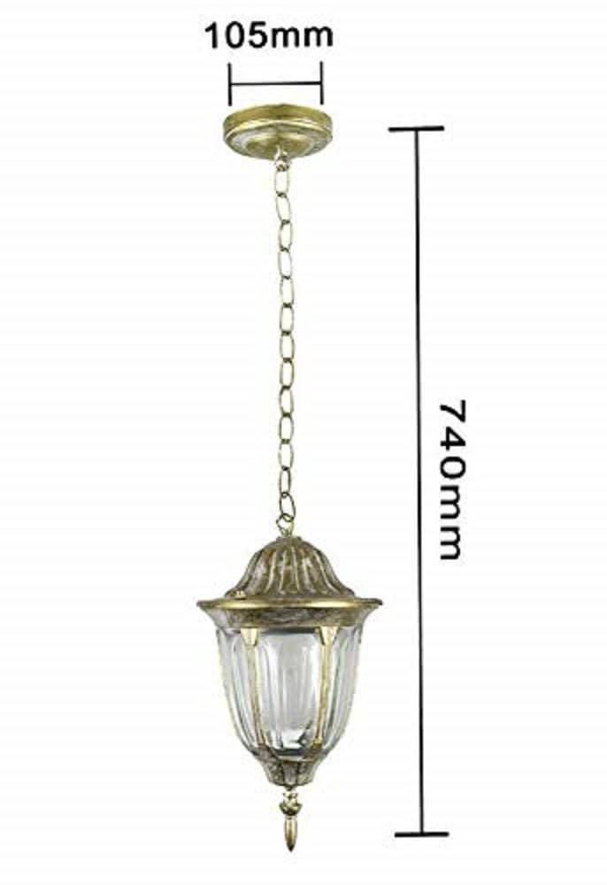 LANTERNA SOSPESA DA SOFFITTO LAMPADA GIARDINO RETRÒ PER ESTERNO CON CATENA - 5