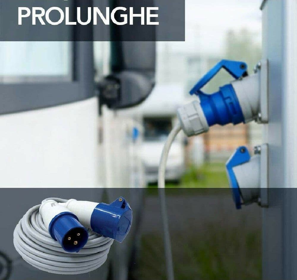 PROLUNGA INDUSTRIALE CAVO 20 MT PRESA IEC SPINA A 3 POLI PER CAMPEGGIO CANTIERE - 2