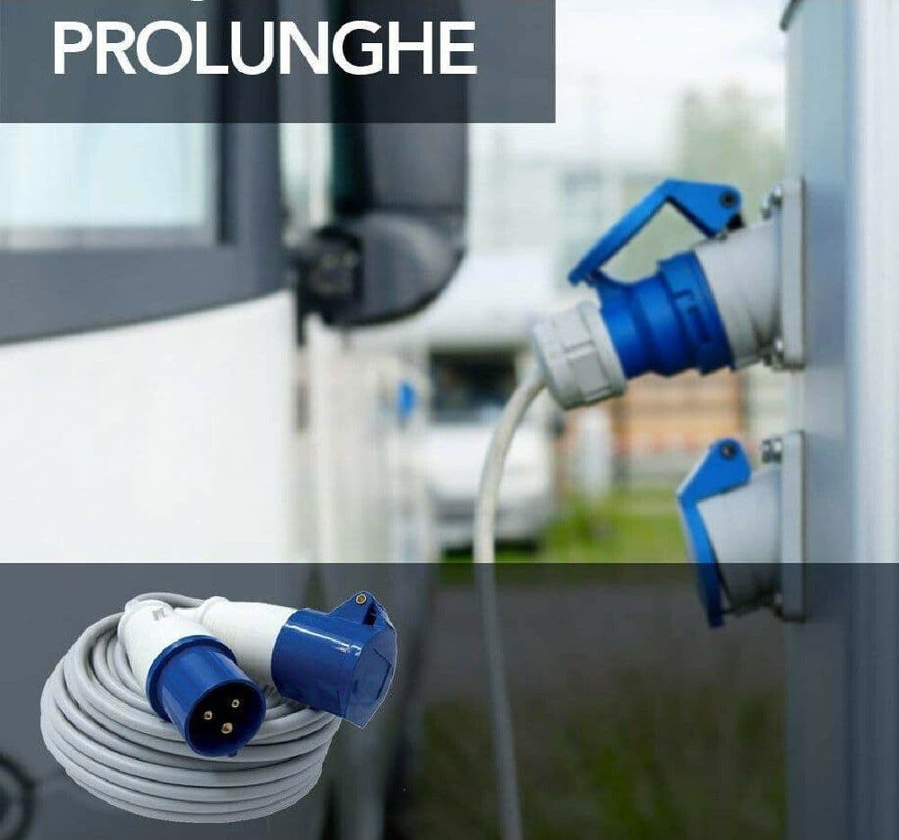 PROLUNGA INDUSTRIALE CAVO 10 MT PRESA IEC SPINA A 3 POLI PER CAMPEGGIO CANTIERE - 2