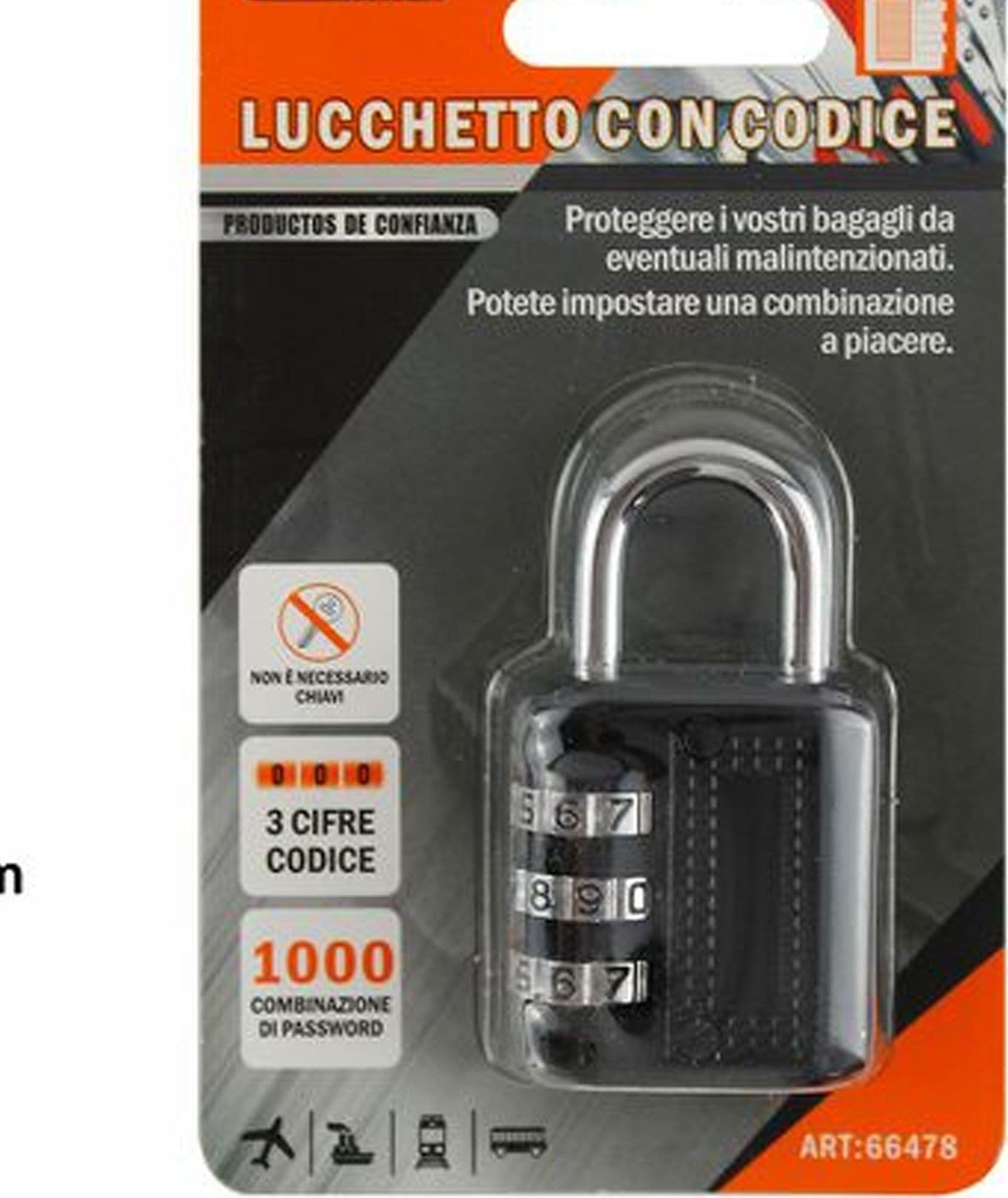 LUCCHETTO A COMBINAZIONE 3 CIFRE VALIGIE ARMADIETTI DI SICUREZZA 53X27X14MM - 2