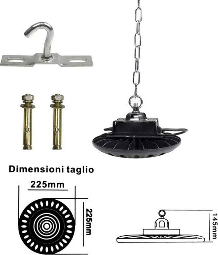 LAMPADA LED INDUSTRIALE FORMA UFO CATENA 50 WATT CAPANNONE LUCE 6500K F50W-NF9 - 3