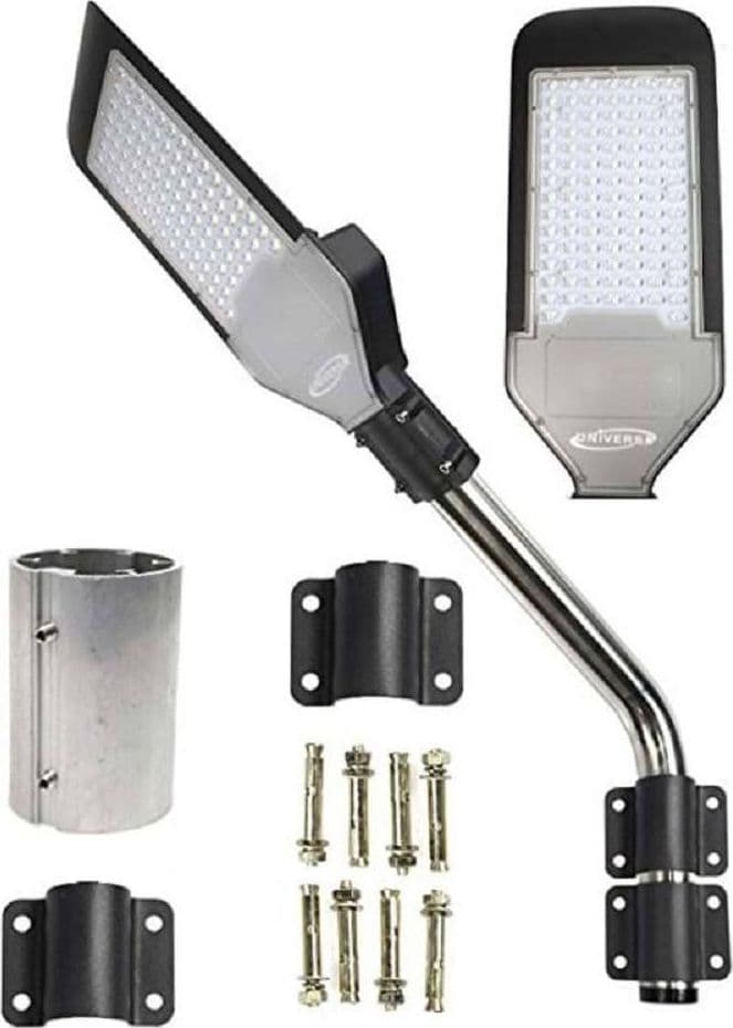 LAMPADA STRADALE LED LAMPIONE 100W IP65 NERO STAFFA LUCE FREDDA 6500K F100W-NF8 - 3