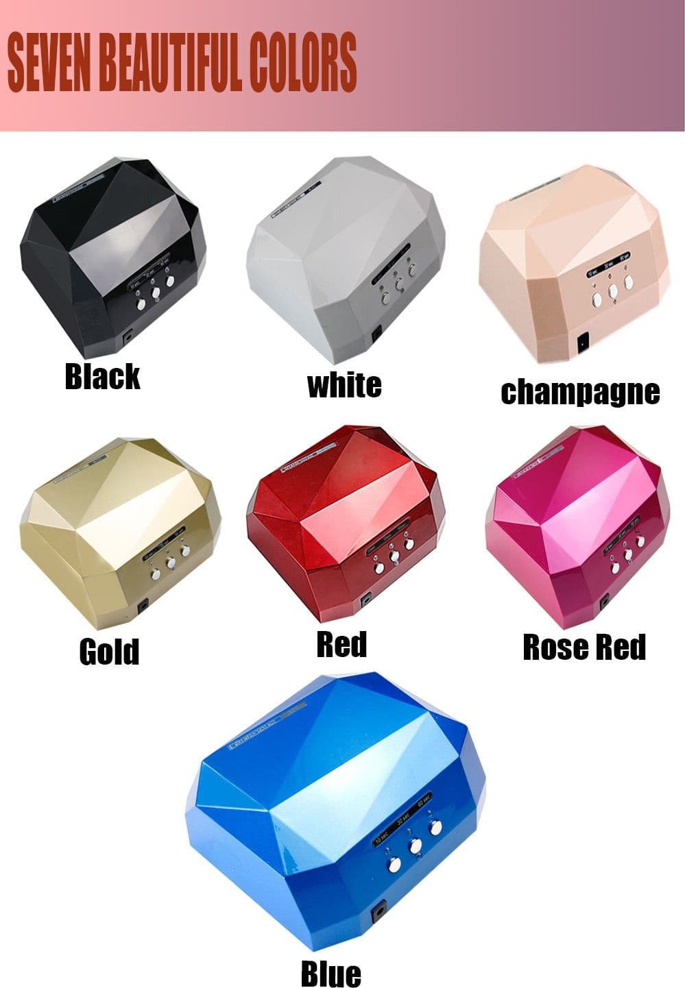 LAMPADA UV LED RICOSTRUZIONE UNGHIE NAIL ART TIMER 36W DIAMANTE TECNOLOGIA CCFL - 3