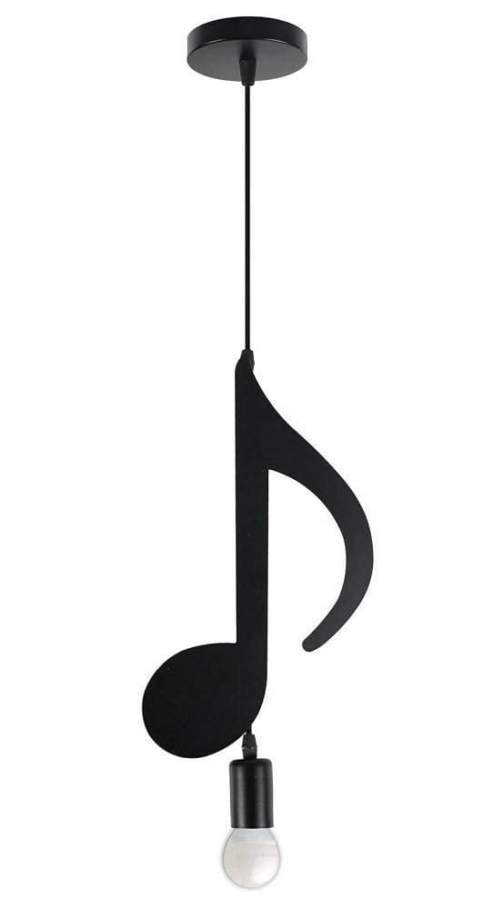 LAMPADARIO PENDENTE A SOSPENSIONE NOTA MUSICALE NOTA CROMA NERO E27 B01-N03 - 2