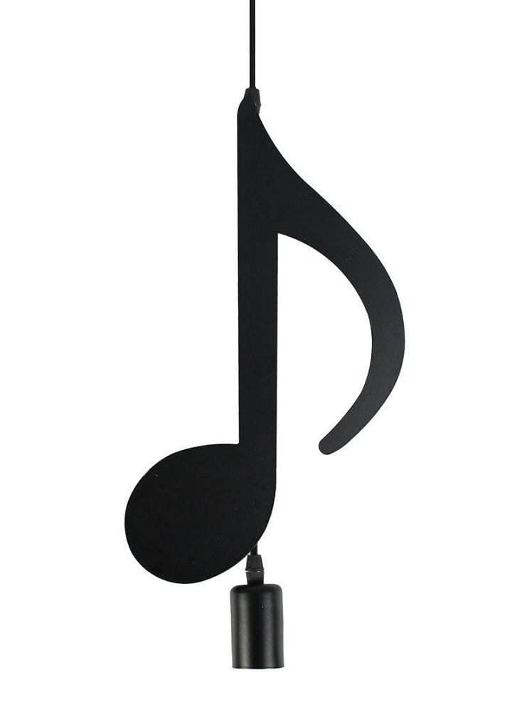 LAMPADARIO PENDENTE A SOSPENSIONE NOTA MUSICALE NOTA CROMA NERO E27 B01-N03 - 3
