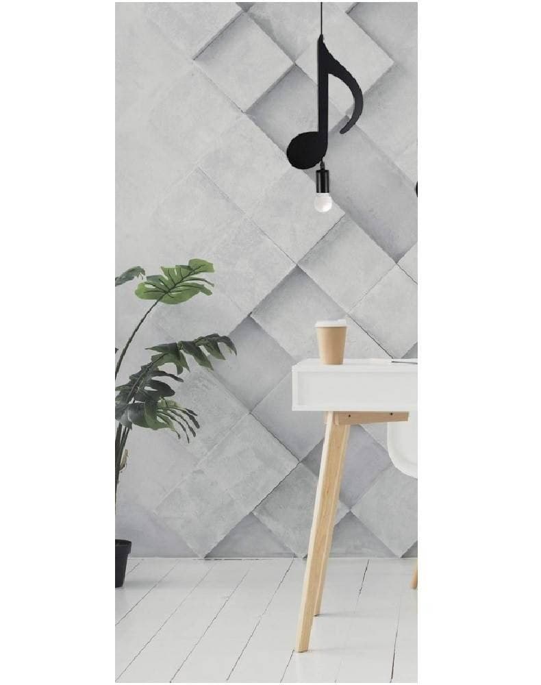 LAMPADARIO PENDENTE A SOSPENSIONE NOTA MUSICALE NOTA CROMA NERO E27 B01-N03 - 5