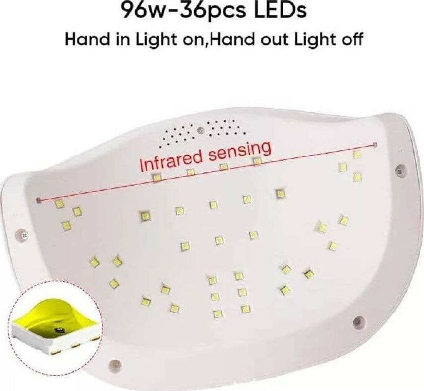 LAMPADA UV A LED FORNETTO PER UNGHIE PROFESSIONALE SMALTO GEL SEMIPERMANENTE 96W - 6