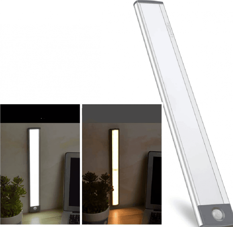 LAMPADA LED RICARICABILE ARMADIO 3W USB SENSORE MOVIMENTO CREPUSCOLARE
