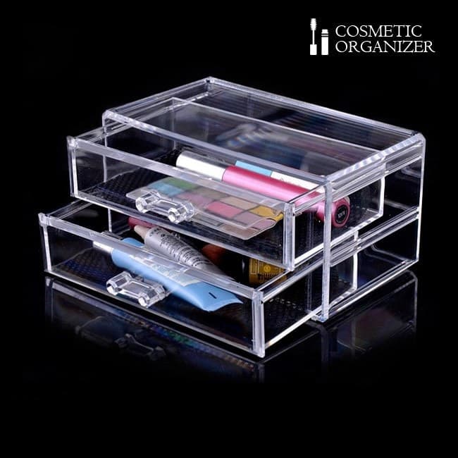 ORGANIZZA COSMETICI MAKE UP ACLINICO TRASPARENTE COSMETIC ORGANIZER 2 CASSETTI