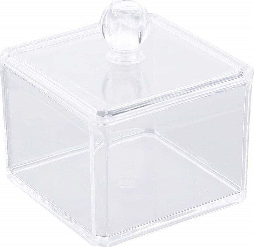 ORGANIZER CONTENITORE QUADRATO PORTA DISCHETTI STRUCCANTI TRUCCO ESPOSITORE ACRILICO
