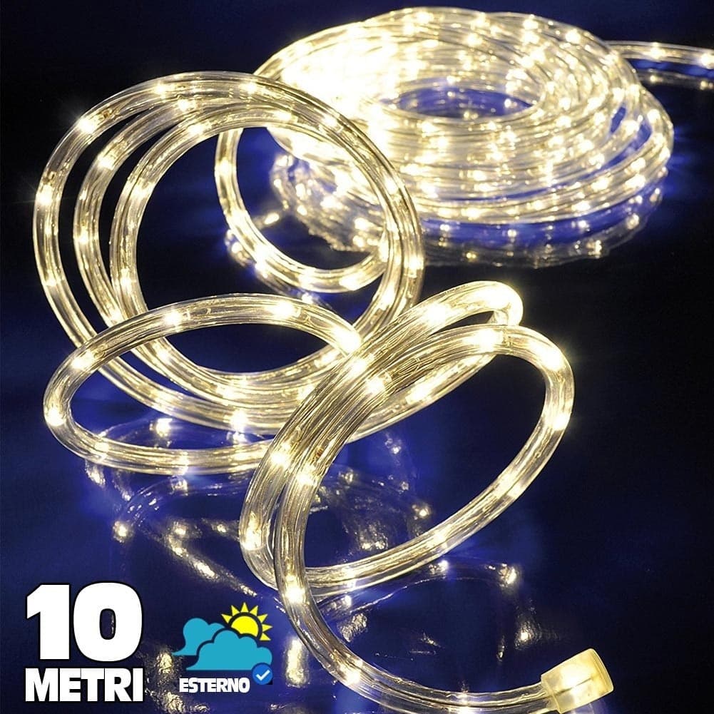 TUBO LUMINOSO A LED PER ESTERNO BIANCO CALDO 10 METRI CON CONTROLLER GIOCHI LUCE - 3