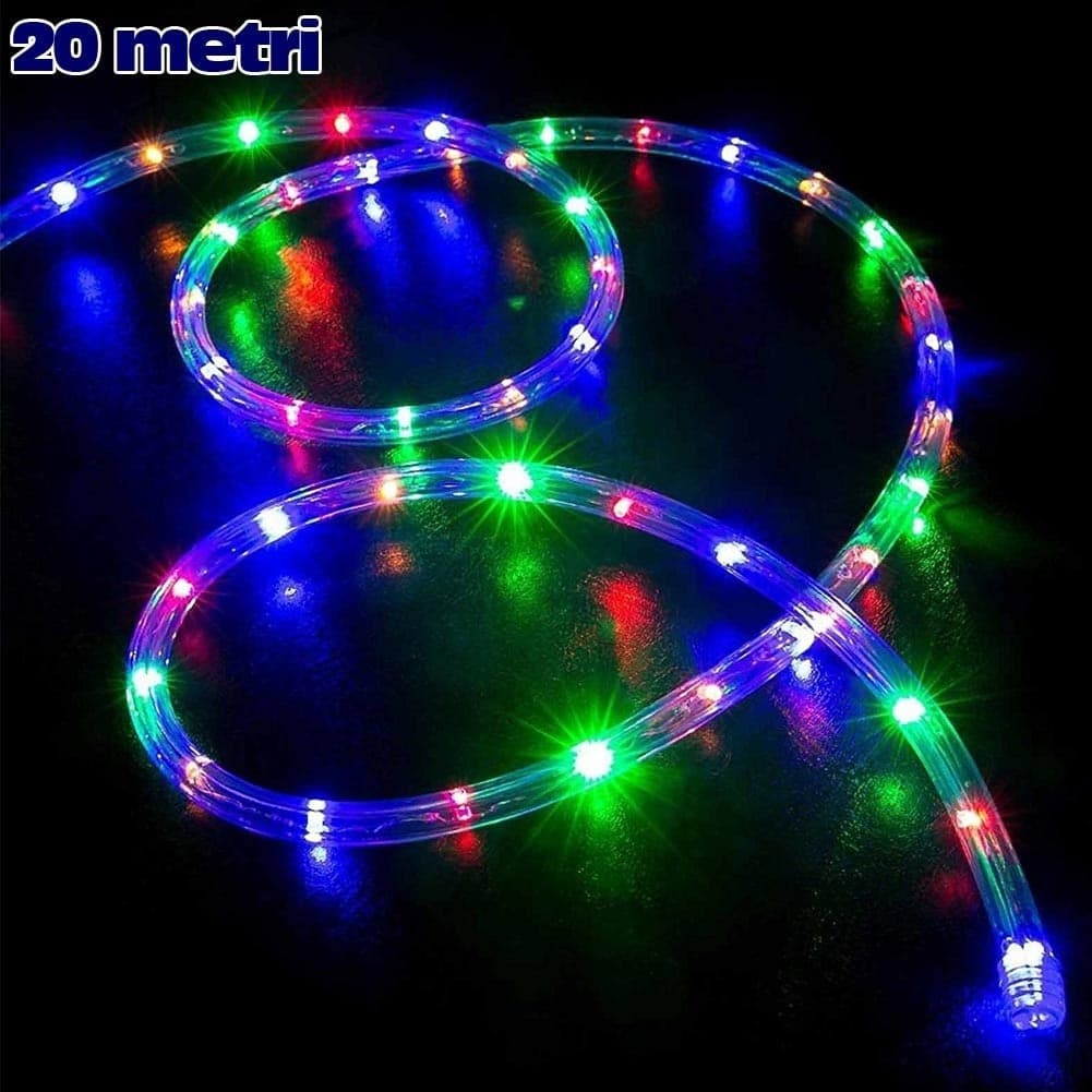 TUBO LUMINOSO NATALIZIO 20 METRI LED MULTICOLOR CONTROLLER 8 FUNZIONI X ESTERNO - 5