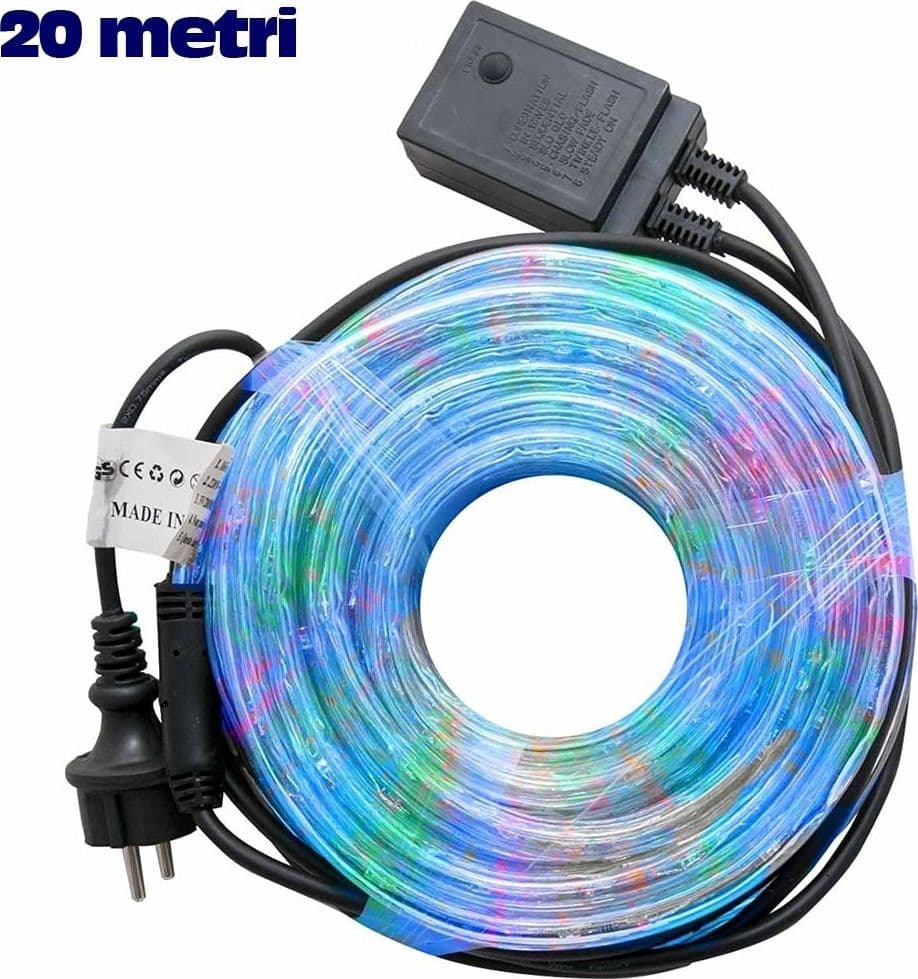TUBO LUMINOSO NATALIZIO 20 METRI LED MULTICOLOR CONTROLLER 8 FUNZIONI X ESTERNO - 6