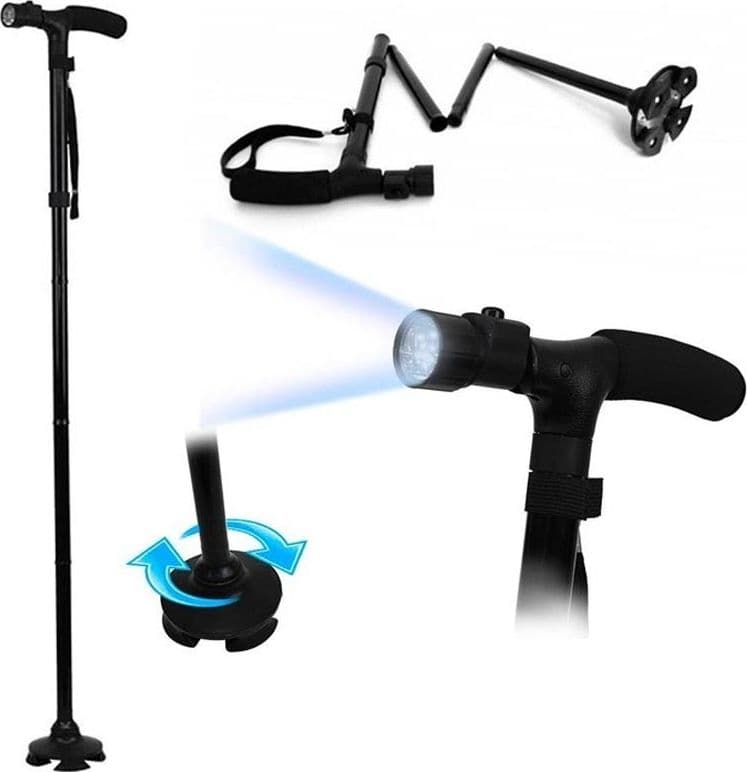 BASTONE MAGIC CANE DA PASSEGGIO PIEGHEVOLE PER ANZIANI + TORCIA LED VISTO IN TV - 3