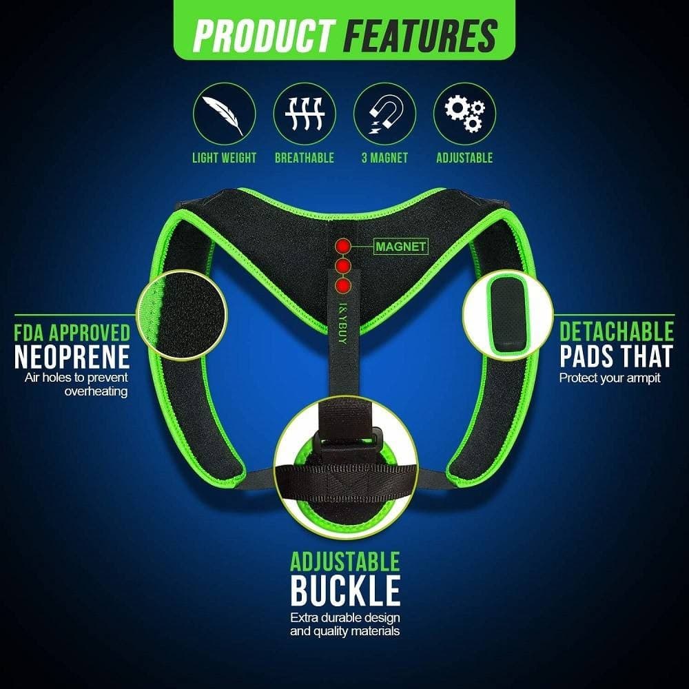 FASCIA POSTURALE SPALLE SCHIENA 3 MAGNETI SUPPORTO REGOLABILE UNISEX RELAX S-L - 3