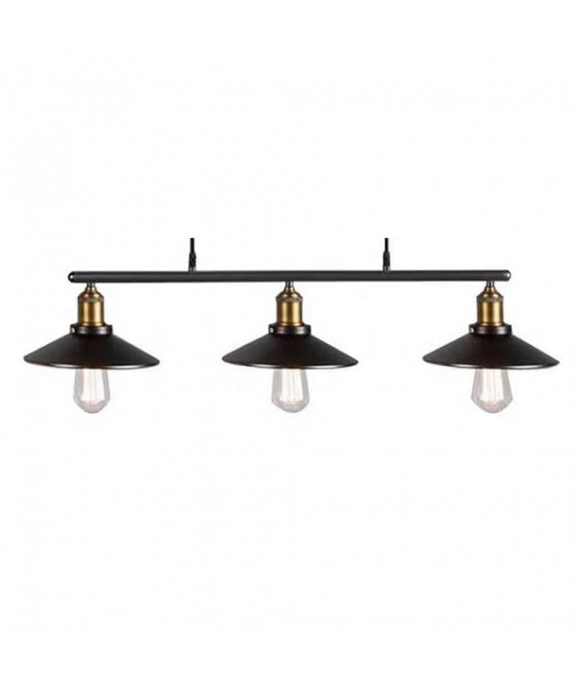LAMPADARIO A SOSPENSIONE VINTAGE 3 PUNTI LUCE ATTACCO E27 STILE INDUSTRIALE A02 - 7