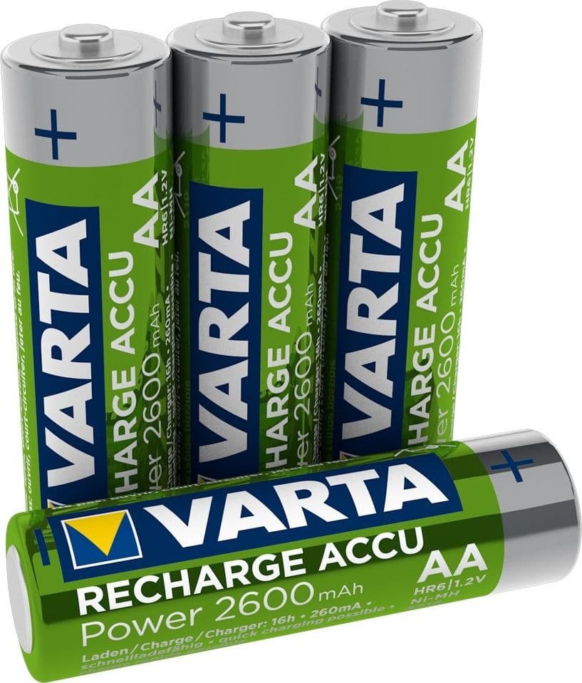 4 PILE VARTA STILO BATTERIE AA ALKALINE RICARICABILI 2600mAh NiMH HR6 1.2V ACCU - 2