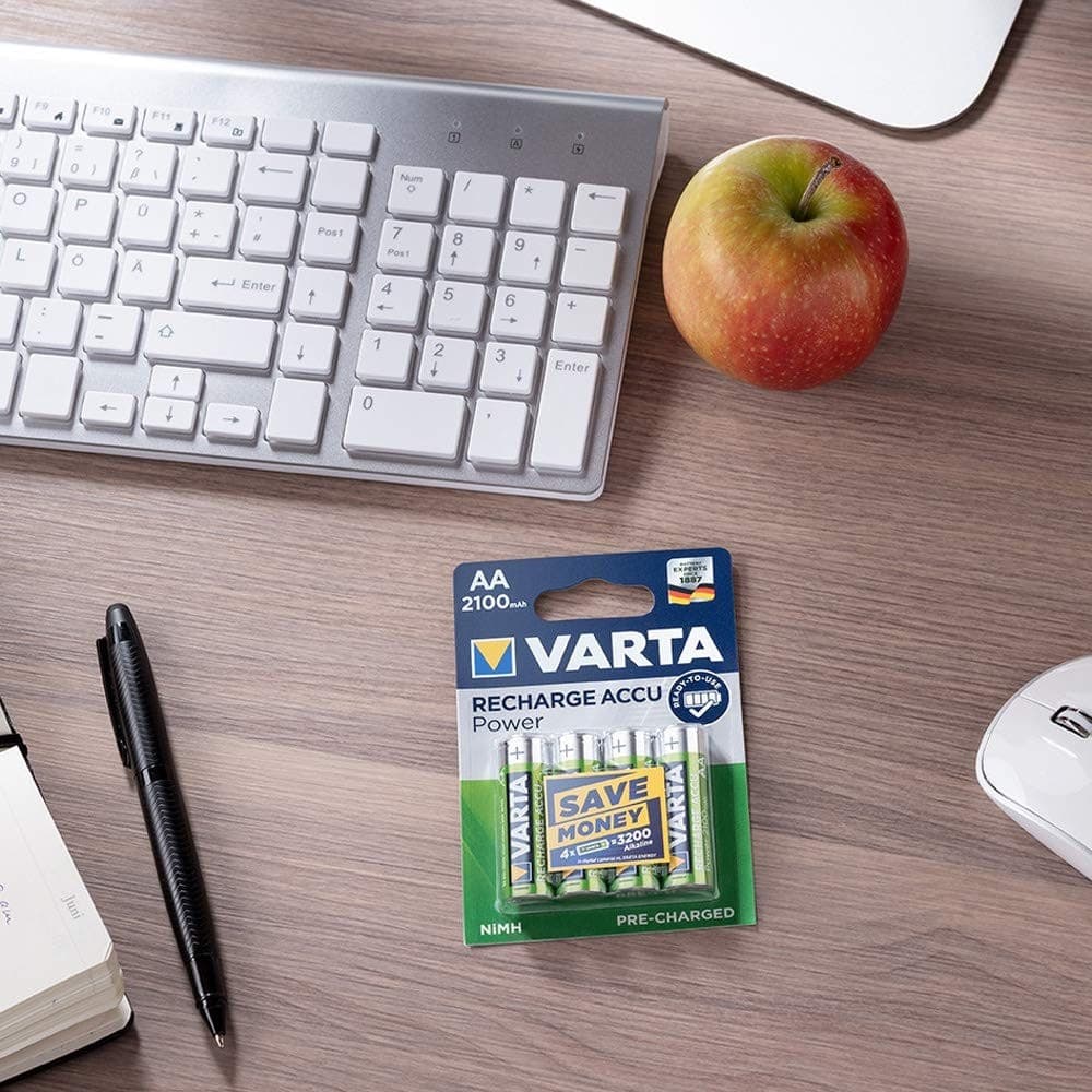 4 PILE VARTA STILO BATTERIE AA ALKALINE RICARICABILI 2600mAh NiMH HR6 1.2V ACCU - 4
