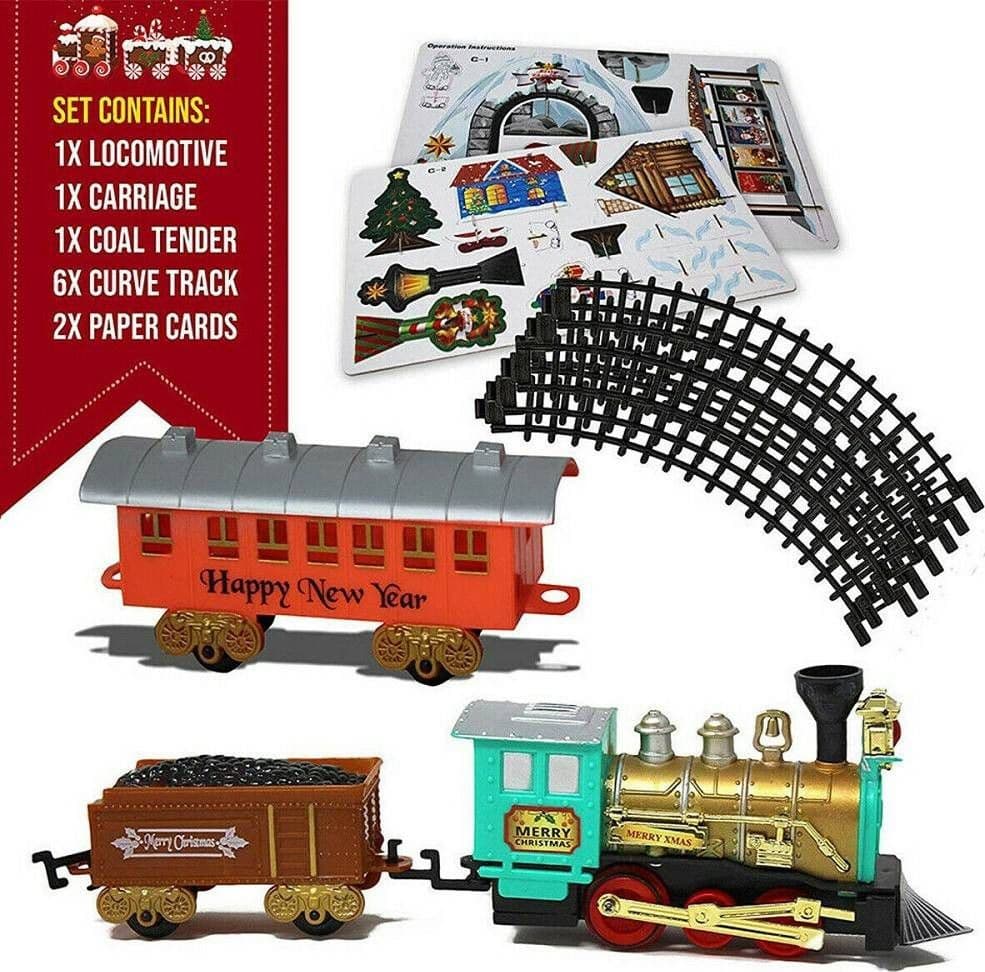 TRENINO ELETTRICO DI NATALE CLASSICO CON LUCI E SUONI DIAMETRO 60 CM 11 PZ - 3