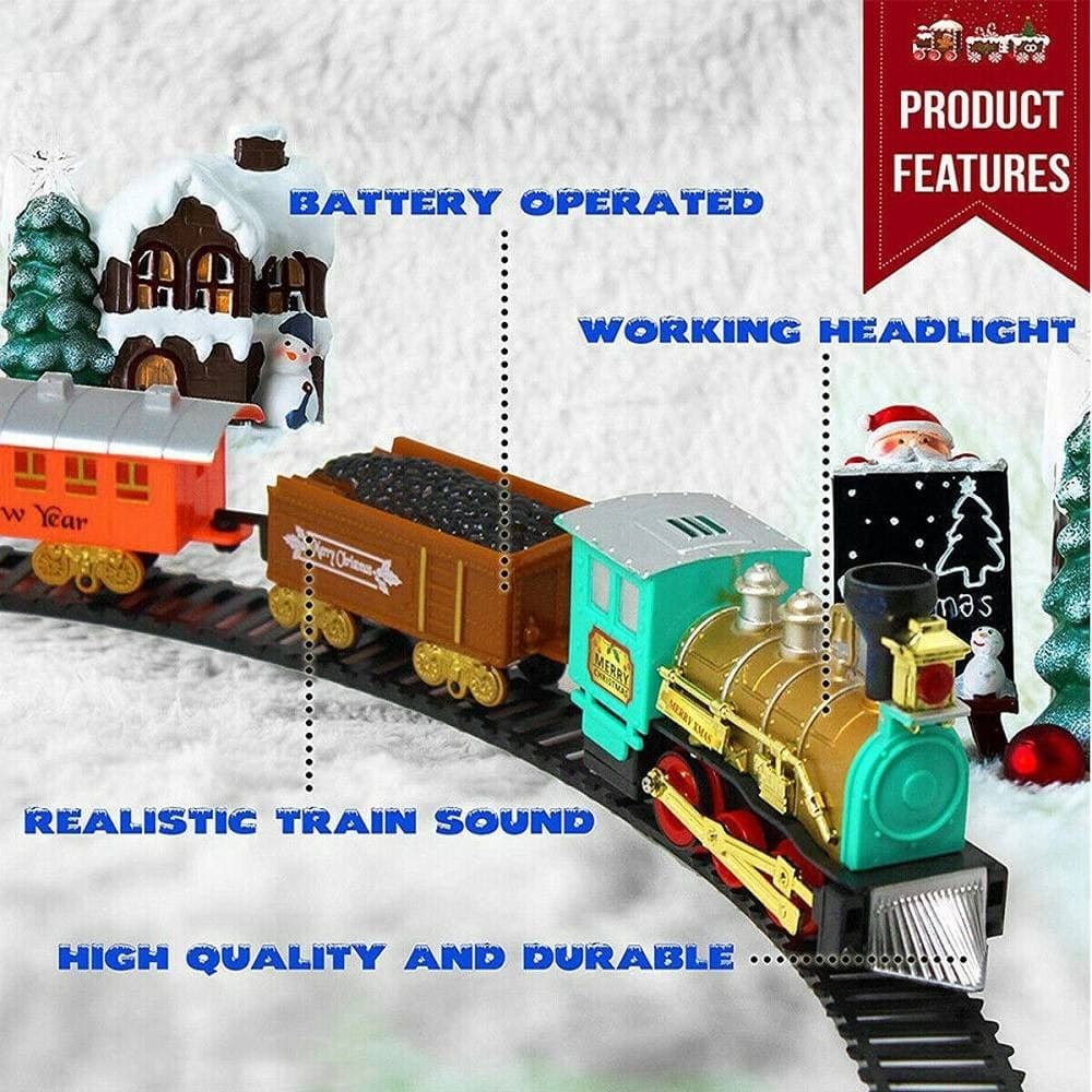TRENINO ELETTRICO DI NATALE CLASSICO CON LUCI E SUONI DIAMETRO 60 CM 11 PZ - 4