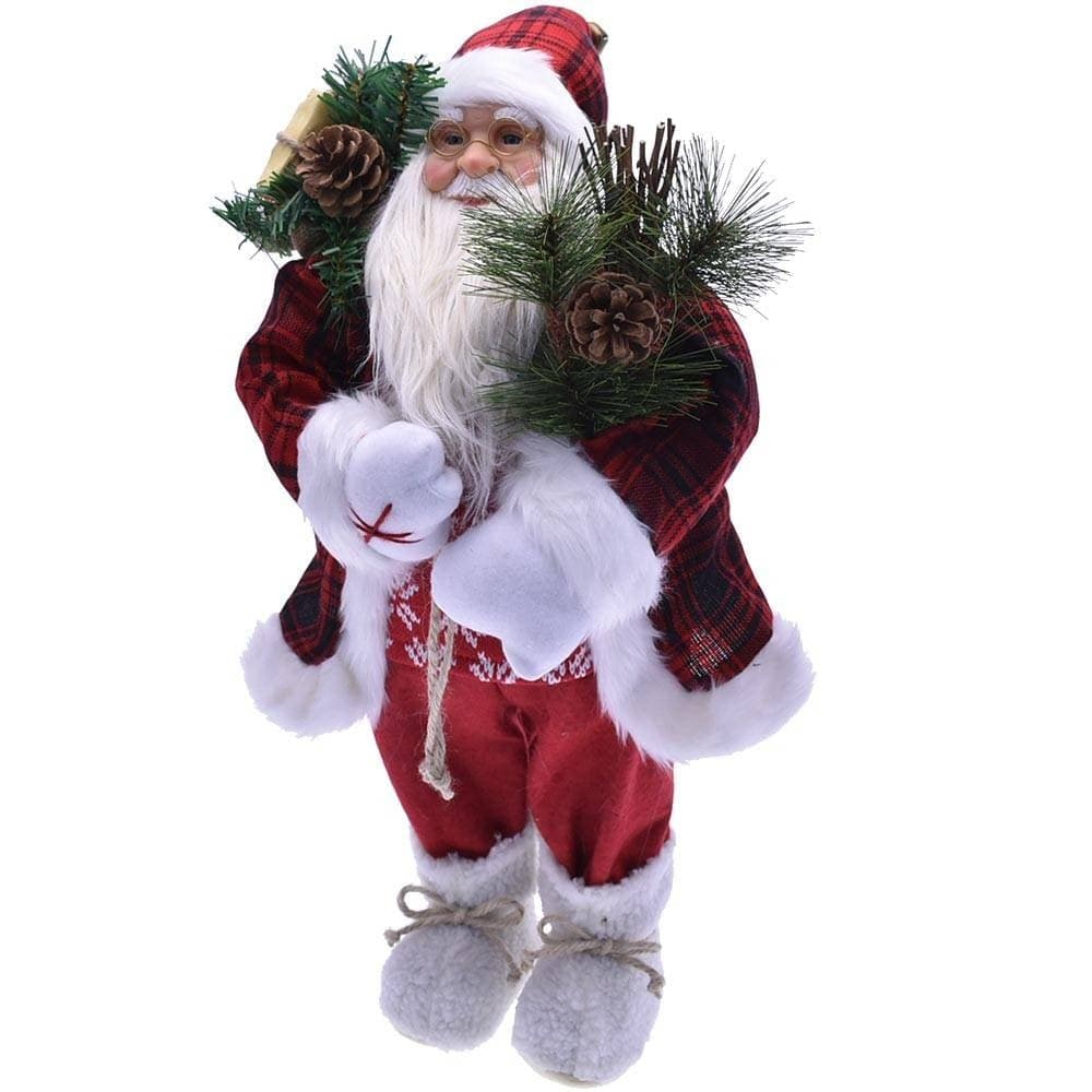 BABBO NATALE ELEGANTE 100CM IN PLASTICA VESTITI IN TESSUTO DECORAZIONE NATALIZIA - 2