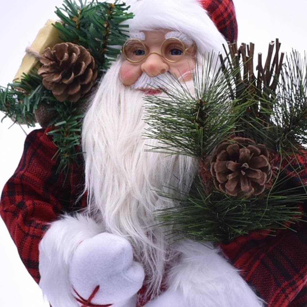 BABBO NATALE ELEGANTE 100CM IN PLASTICA VESTITI IN TESSUTO DECORAZIONE NATALIZIA - 3
