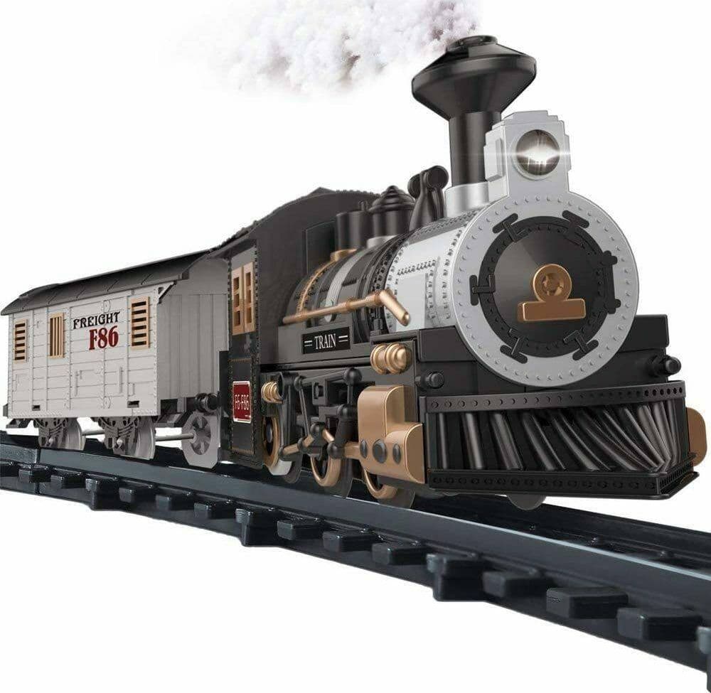 PISTA TRENINO GIOCATTOLO BAMBINI TRENO LOCOMOTIVA CON LUCE E SUONI VAGONE MERCI - 3