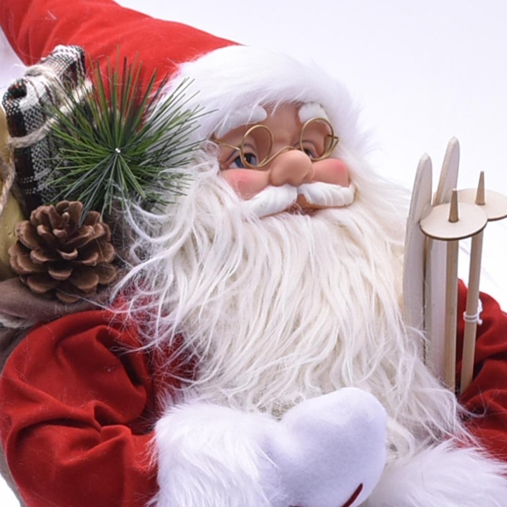 BABBO NATALE CLASSICO 80CM IN PLASTICA VESTITI IN TESSUTO DECORAZIONE NATALIZIA - 3