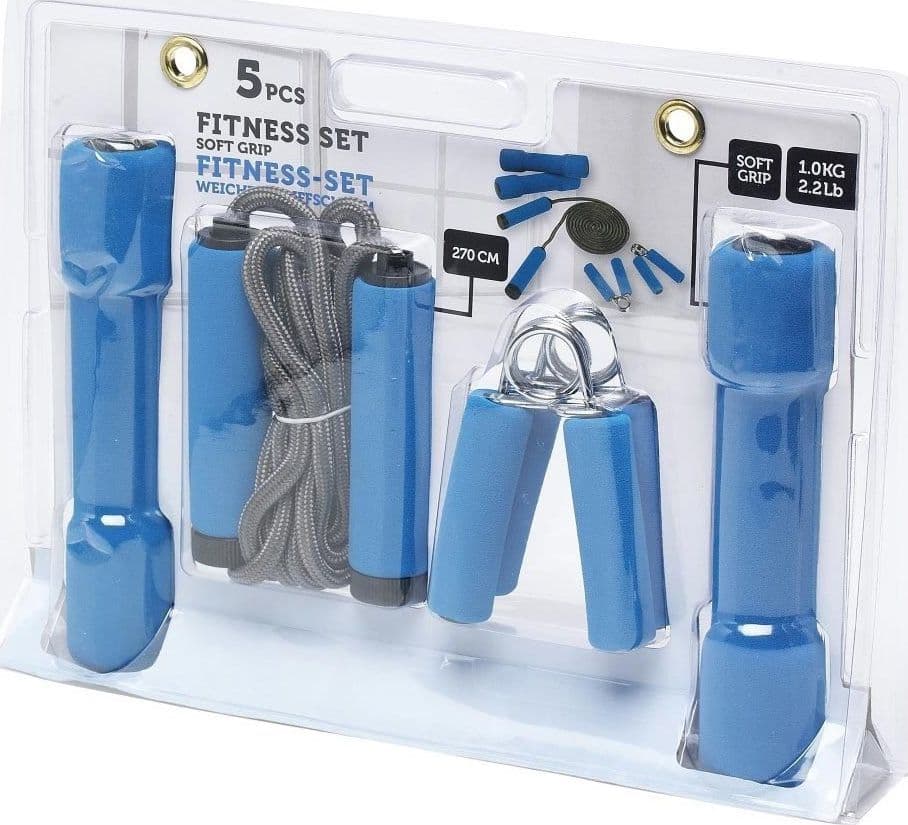 KIT COMPLETO 3 PEZZI GINNASTICA PESI STRINGENTI E CORDA PER SALTO PENN BLU - 2