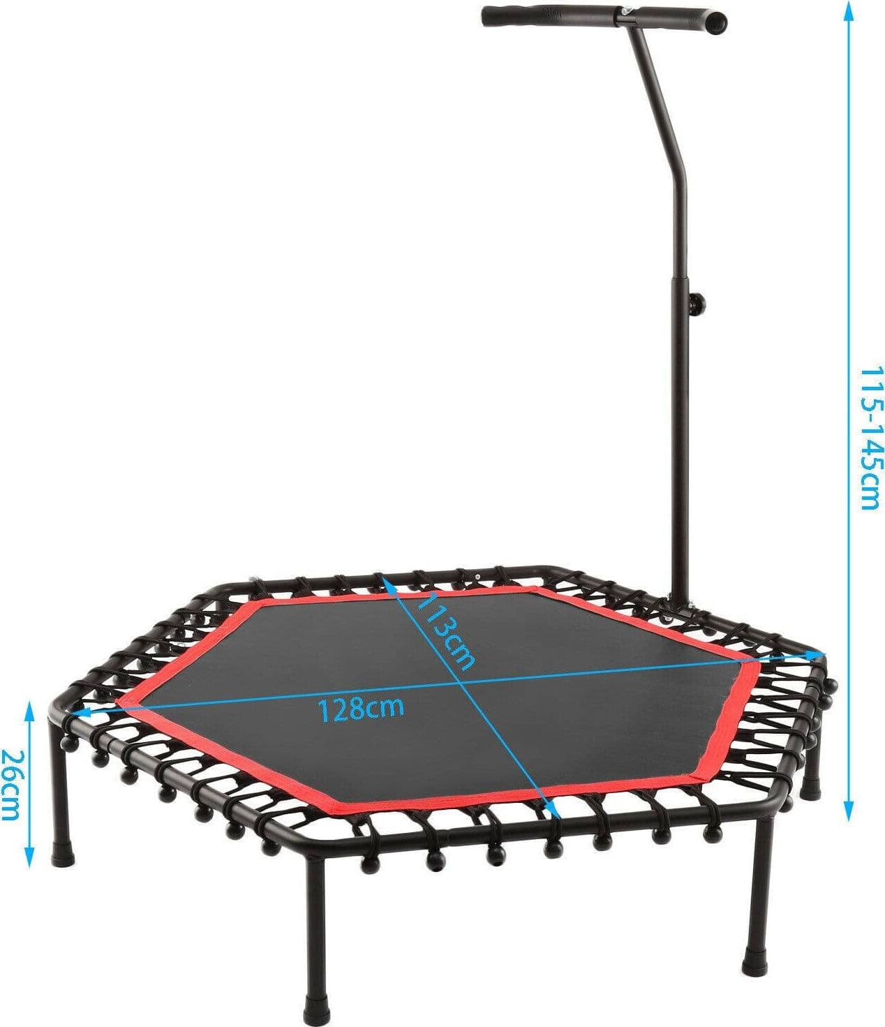 TRAMPOLINO TAPPETO MOLLE ELASTICO 150KG CON MANIGLIA DI SICUREZZA FITNESS SPORT - 7