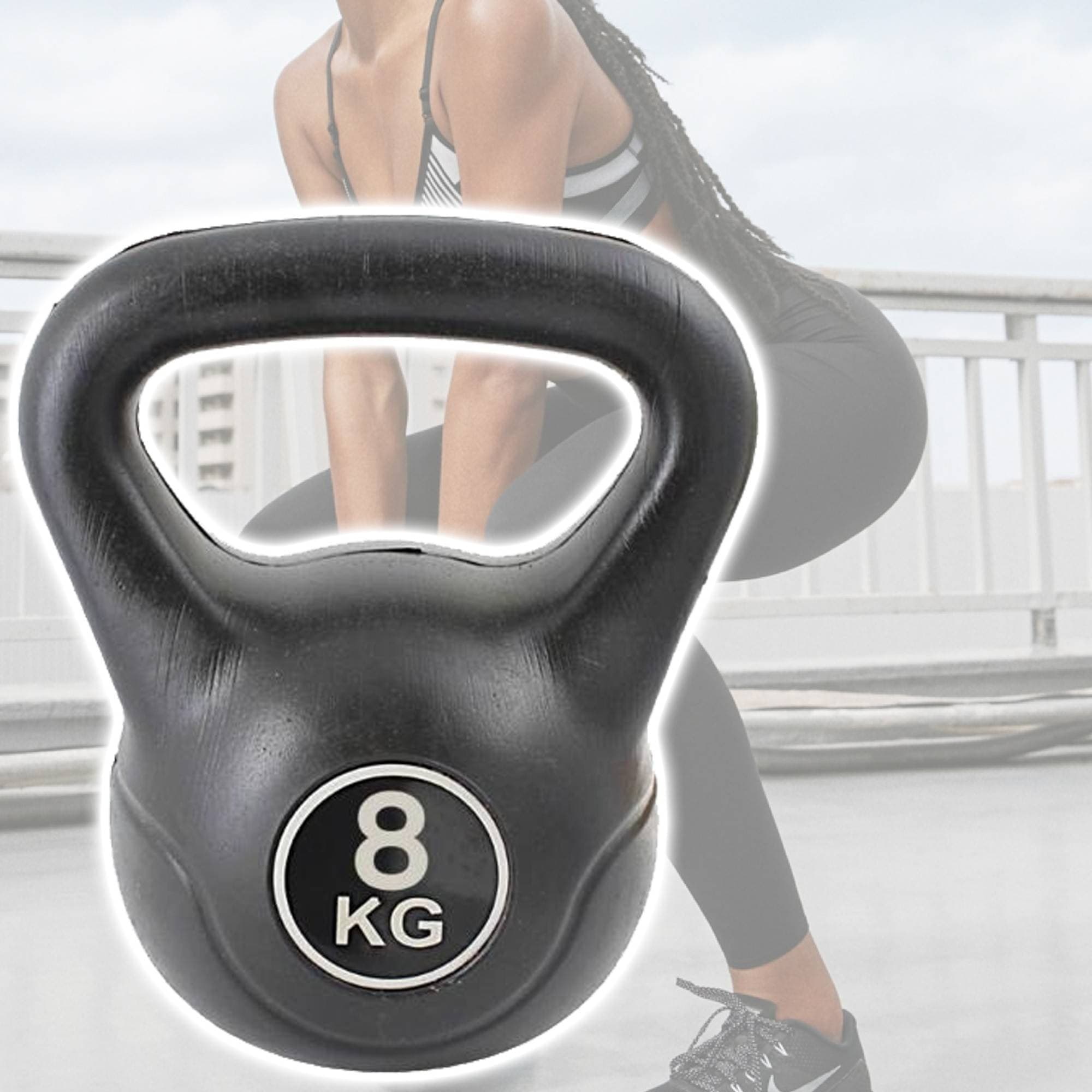 MANUBRIO KETTLEBELL DA 8 KG PESO CON MANIGLIA GINNASTICA FITNESS ERGONOMICO