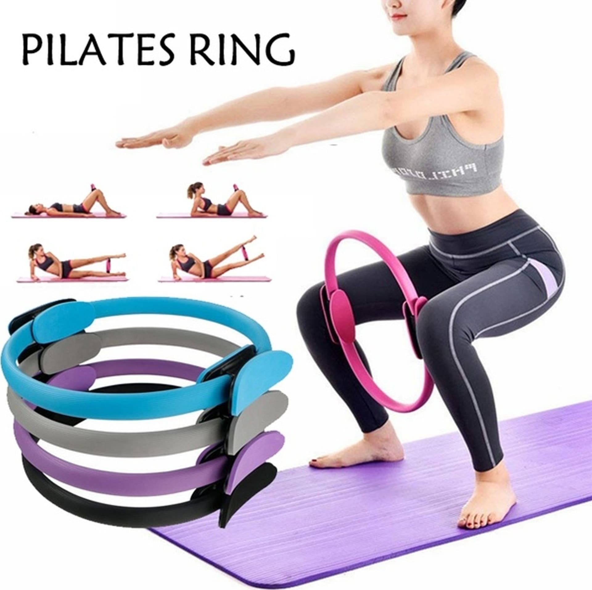 ANELLO PILATES CERCHIO DOPPIA IMPUGNATURA COSCE BRACCIA ANTISCIVOLO RESISTENTE YOGA - 2