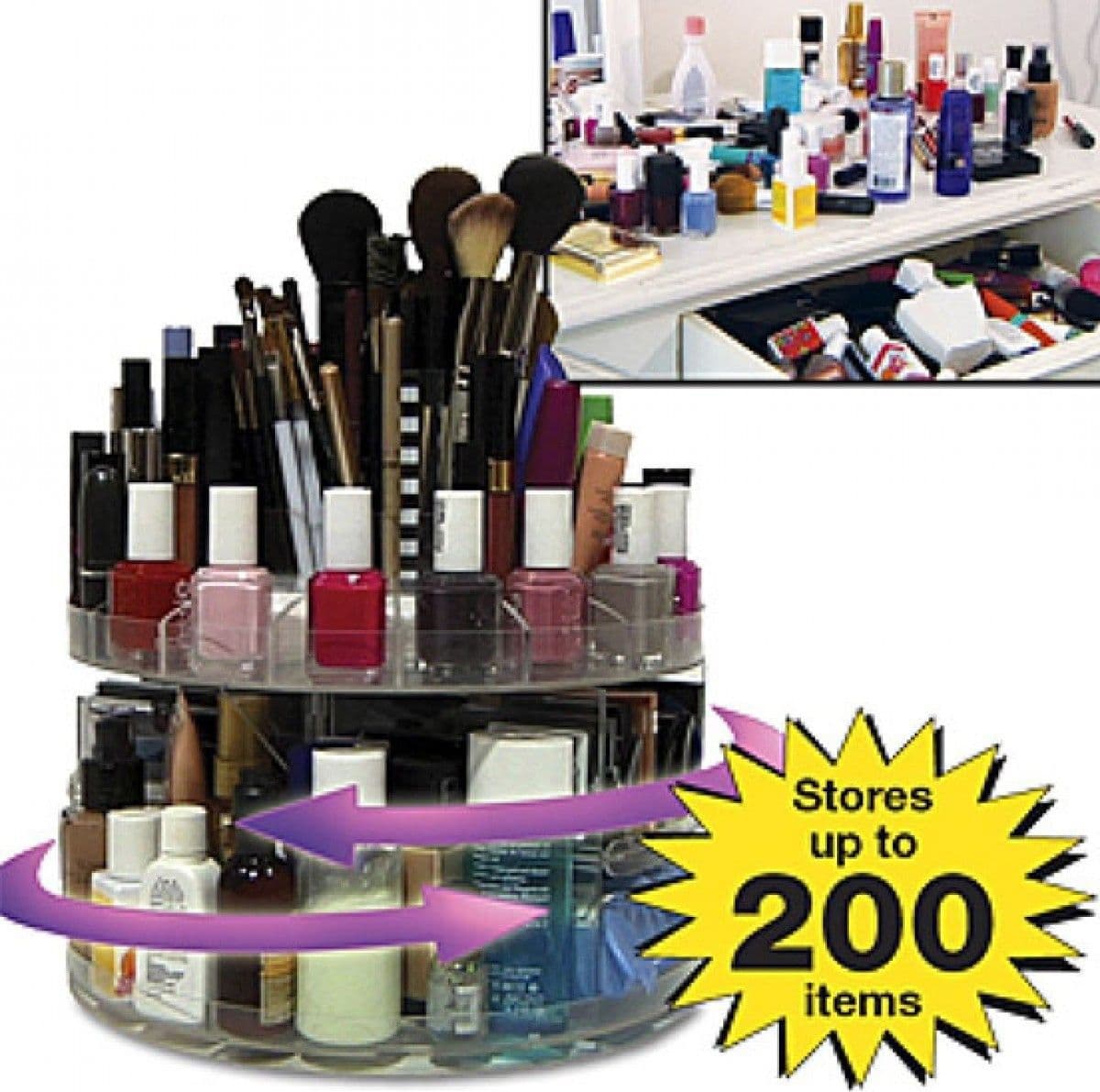 ORGANIZER ESPOSITORE COSMETICI MAKE UP TRUCCO GIREVOLE ROTANTE 360° GLAM CADDY - 4