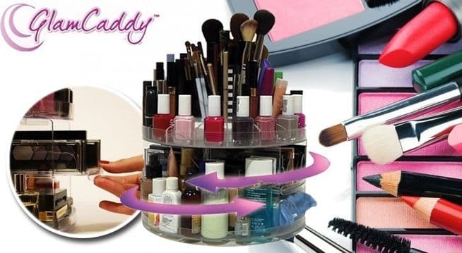ORGANIZER ESPOSITORE COSMETICI MAKE UP TRUCCO GIREVOLE ROTANTE 360° GLAM CADDY - 6