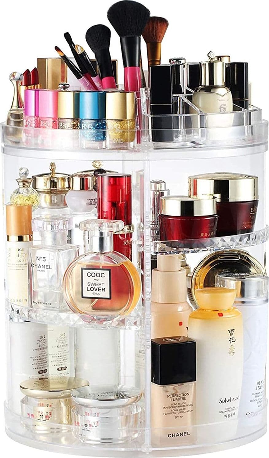 ESPOSITORE GIREVOLE TRASPARENTE PORTA TRUCCHI COSMETICI ORGANIZER SMALTI - 2