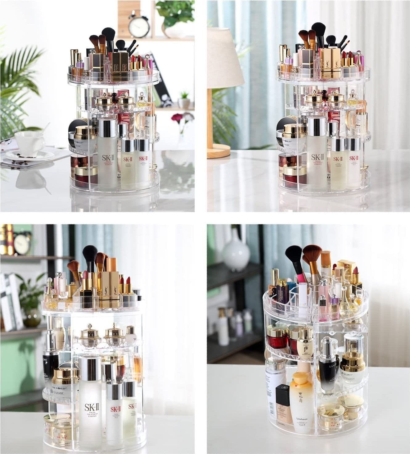 ESPOSITORE GIREVOLE TRASPARENTE PORTA TRUCCHI COSMETICI ORGANIZER SMALTI - 3
