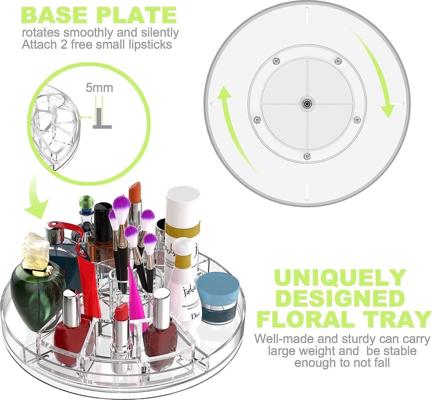 ESPOSITORE GIREVOLE TRASPARENTE PORTA TRUCCHI COSMETICI ORGANIZER SMALTI - 5