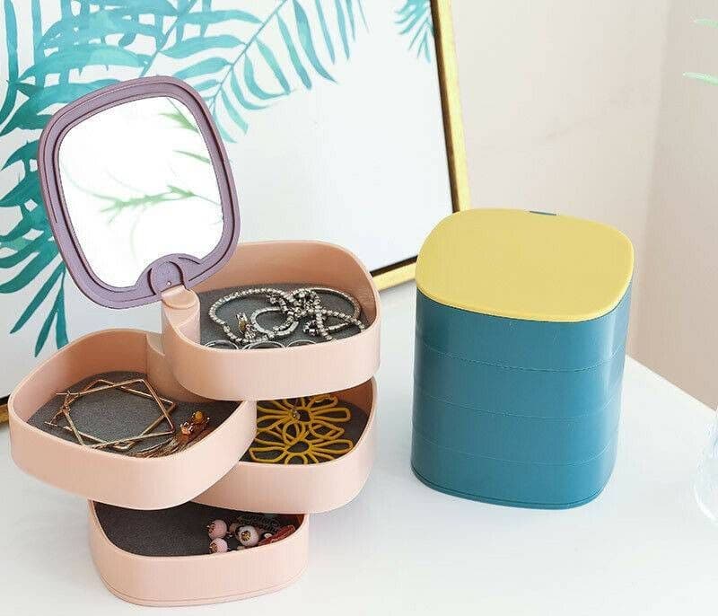 ORGANIZER PER TRUCCO COSMETICI ACCESSORI CASA CON 4 CASSETTI ESPOSITORE SPECCHIO - 8