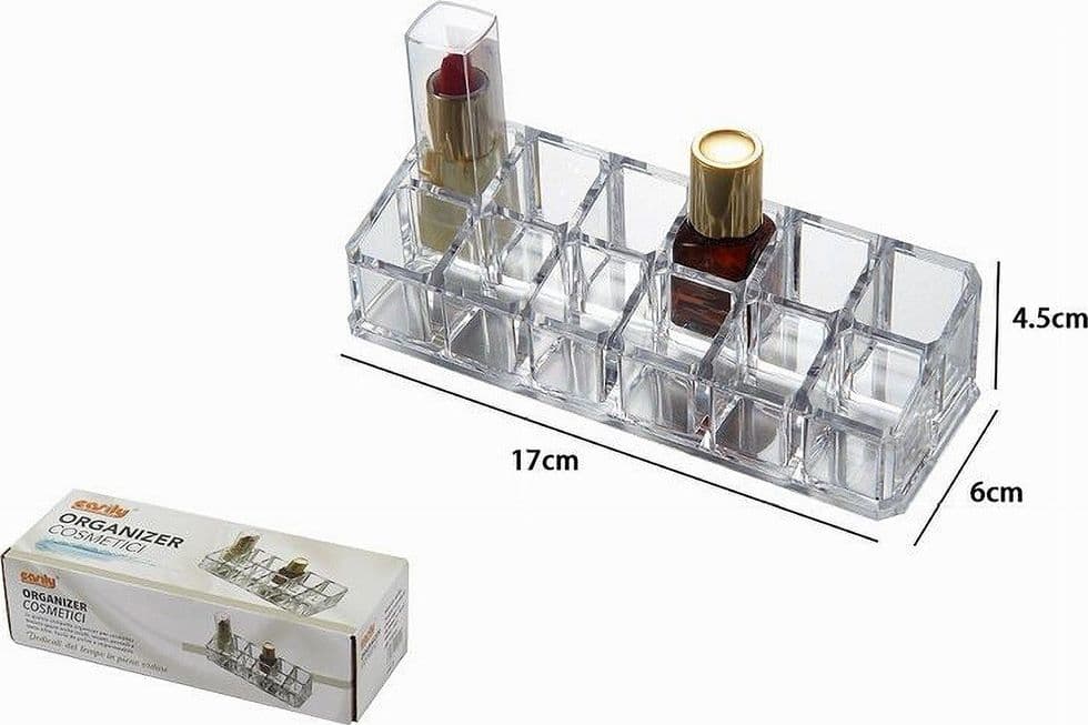ORGANIZZATORE PORTA COSMETICI ESY_10244 ESPOSITORE 12 COMPARTI ORGANIZER MAKE UP - 2