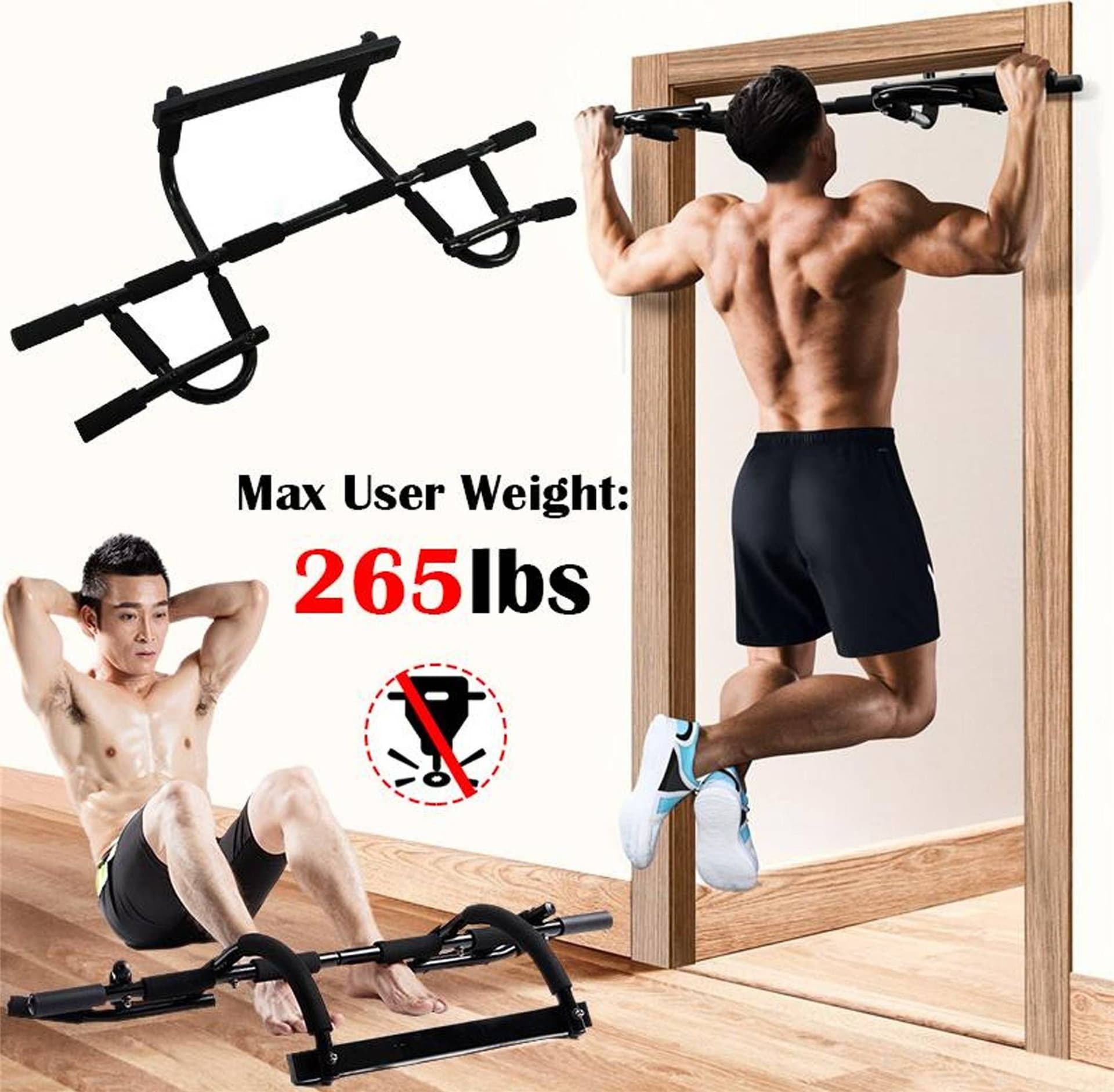 BARRA MULTIFUNZIONE TORSIONI TRAZIONI PALESTRA FITNESS ADDOMINALI PETTO SIT-UPS - 2