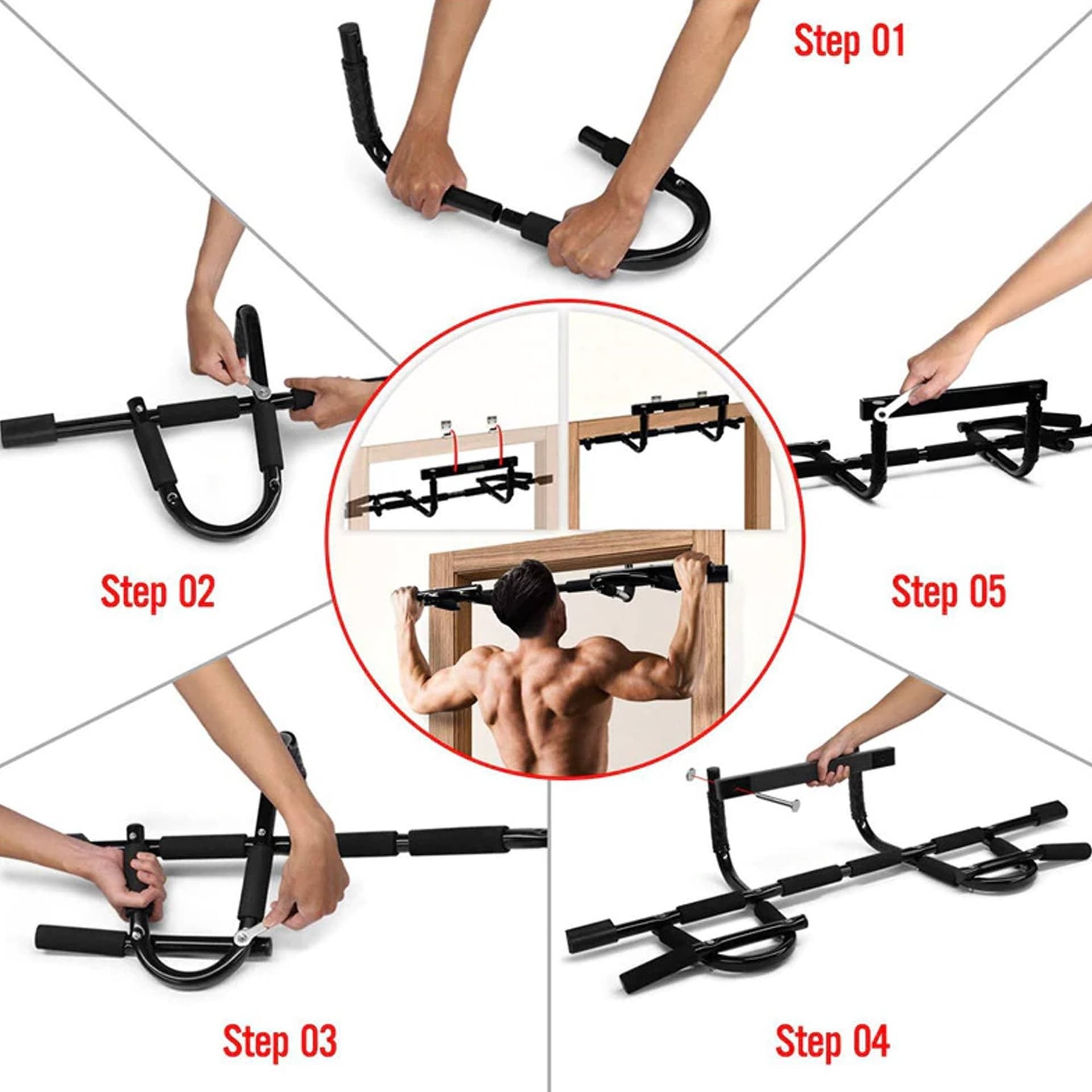 BARRA MULTIFUNZIONE TORSIONI TRAZIONI PALESTRA FITNESS ADDOMINALI PETTO SIT-UPS - 6