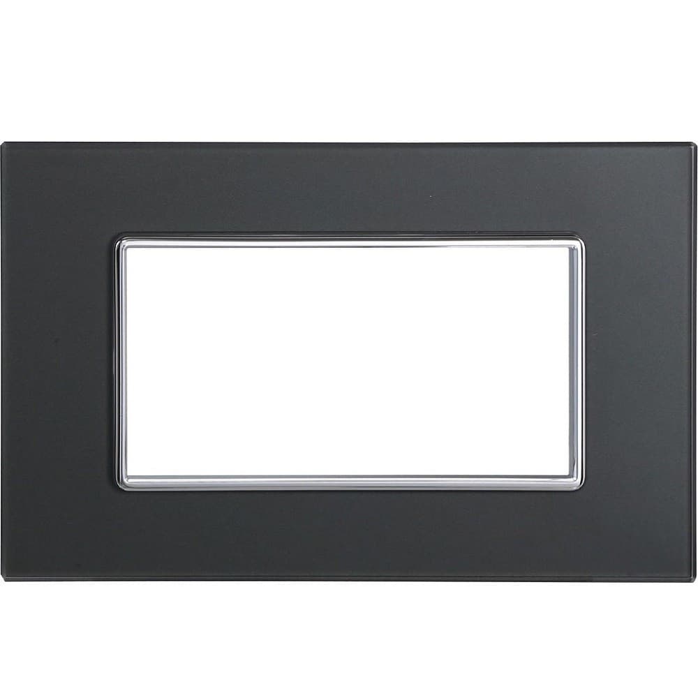 PLACCA CRISTAL 3 4 6 M ACCIAIO SCURO EFFETTO VETRO COMPATIBILE BTICINO AXOLUTE - 4