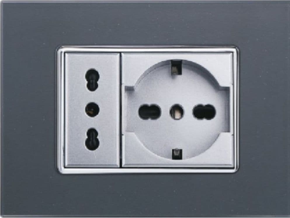 PLACCA CRISTAL 3 4 6 M ACCIAIO SCURO EFFETTO VETRO COMPATIBILE BTICINO AXOLUTE - 5