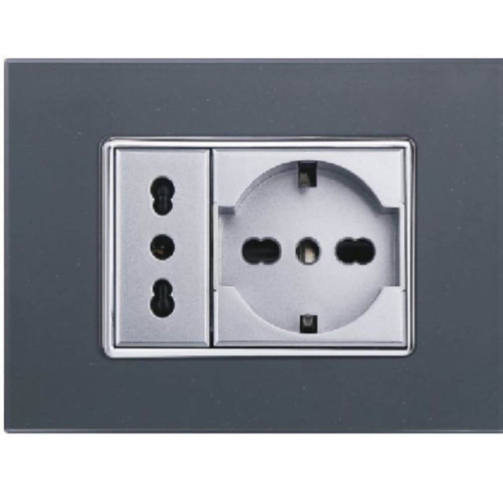 PLACCA CRISTAL 3 4 6 M ACCIAIO SCURO EFFETTO VETRO COMPATIBILE BTICINO AXOLUTE - 5