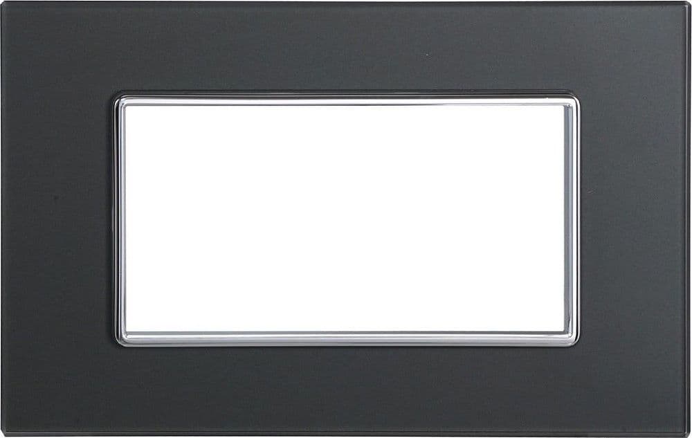 PLACCA CRISTAL 3 4 6 M ACCIAIO SCURO EFFETTO VETRO COMPATIBILE BTICINO AXOLUTE - 3